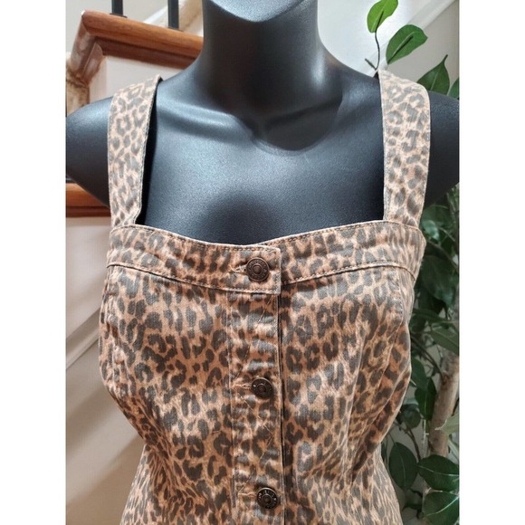 Jessica Simpson Taye Wildcat Brown Animal Print Denim Knee Length Dress Large - Picture 5 of 11